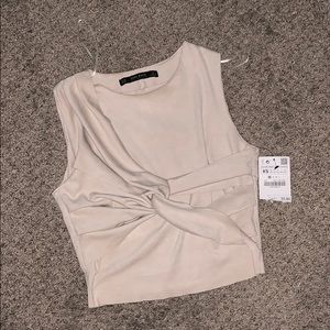 Zara Tan Suede Crop Top